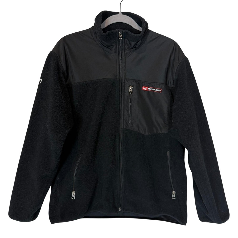 Southern Marsh Jacket Mens Small Black FieldTec Fleece Full Zip Pockets Outdoor